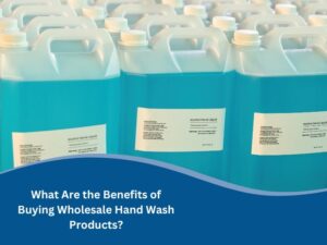 A close-up of multiple large containers of wholesale hand wash product, showing the benefits of bulk buying.