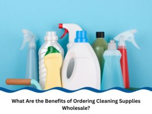 A variety of colourful cleaning product bottles illustrate the wholesale cleaning supplies benefits.