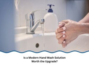 Rinsing hands after applying modern hand wash solution for better hygiene.