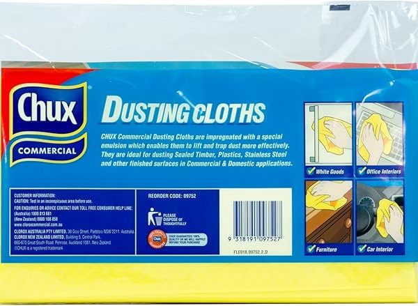 Chux dusting oil impregnated cloths 125ctn ac-09752 | ac cleaning supplies