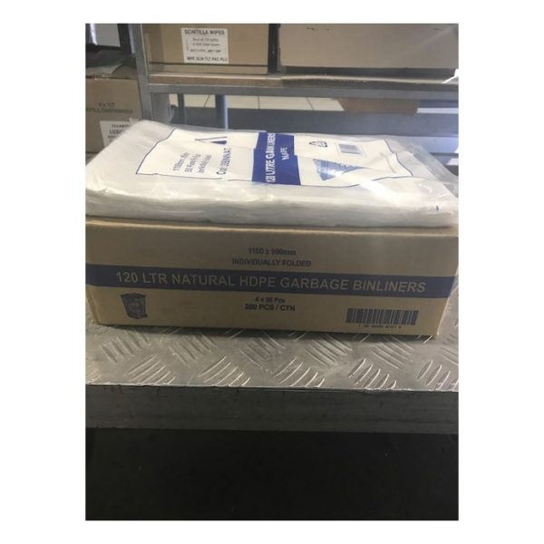 Garbage bag clear 120l 200ctn 120binnat | ac cleaning supplies