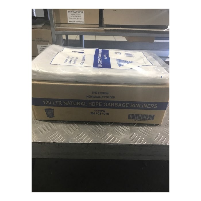 Garbage bag clear 120l 200ctn 120binnat | ac cleaning supplies