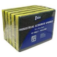 Edco sponge scourer green/ yellow 15x10cm heavy duty 18340 | ac cleaning supplies