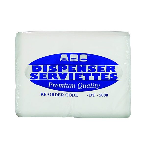 Abc serviettes tall fold dispenser white 245x215m 5000ctn dt-5000w | ac cleaning supplies