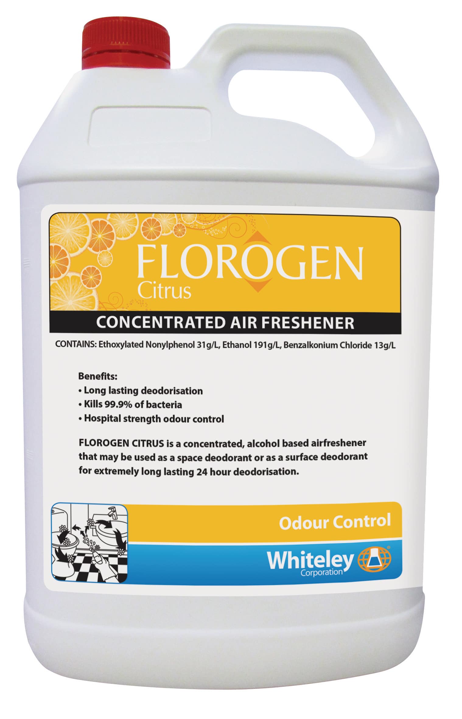 Whiteley florogen citrus air freshener 5l 060082 | ac cleaning supplies
