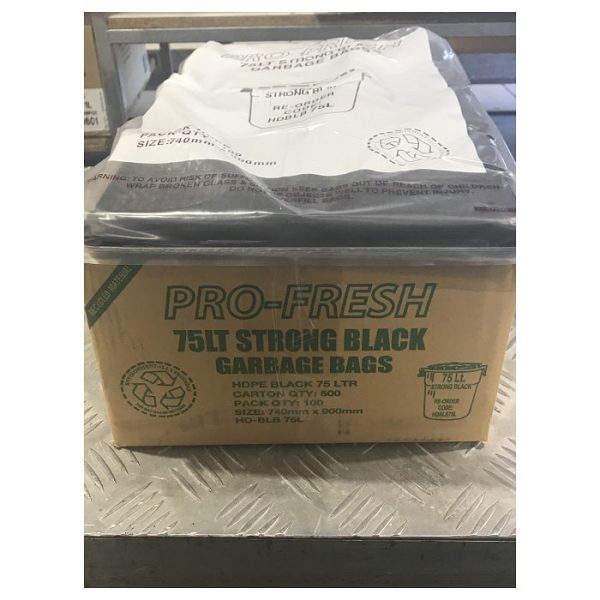 Garbage bag black 75l 500ctn hd-blb75l | ac cleaning supplies