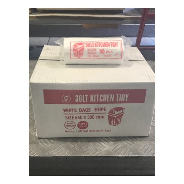 Bin liner white 36l 1000ctn k3/4503 | ac cleaning supplies