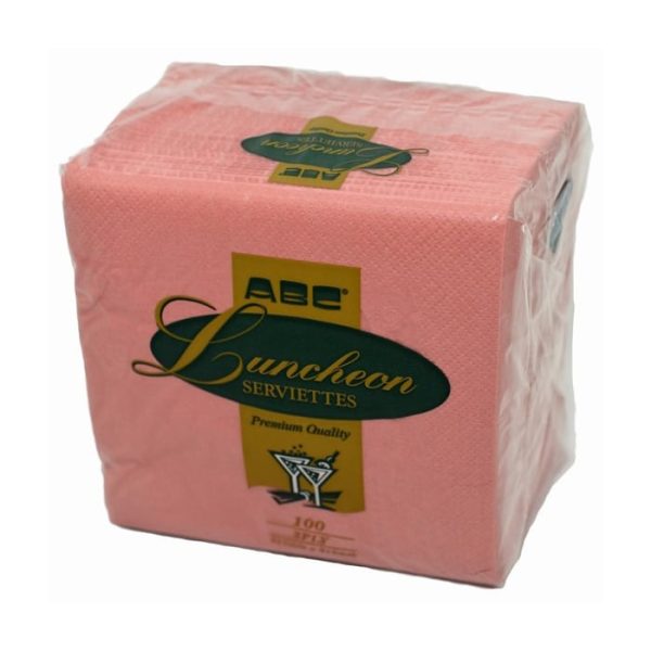 Abc serviette luncheon 2ply pink 315mmx315mm 2000's l-213p | ac cleaning supplies