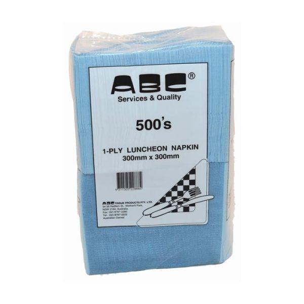 Abc serviette dinner 2ply light blue 400mmx400mm 1000's l-216b | ac cleaning supplies