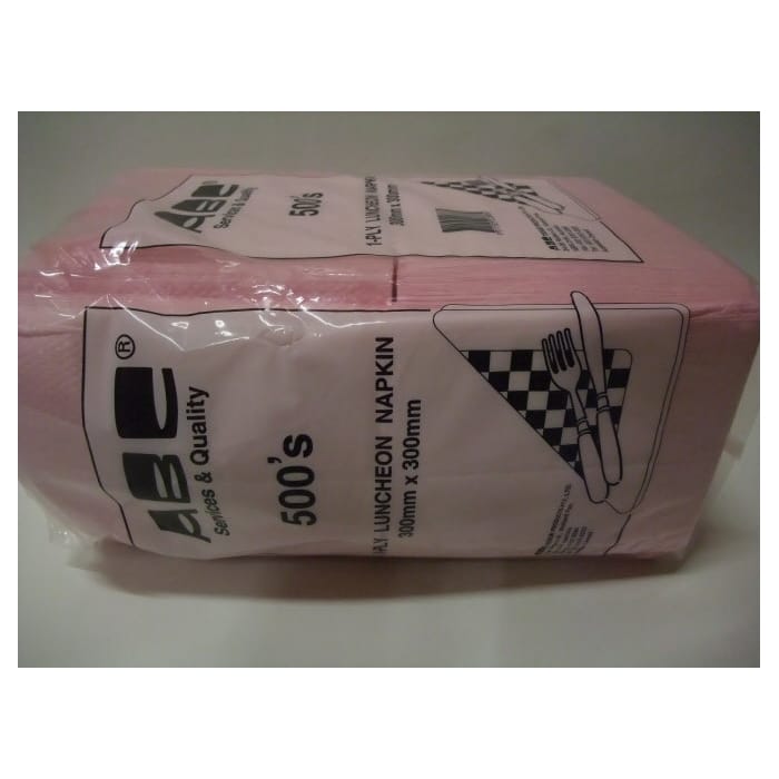Abc serviette dinner 2ply pink 400mmx400mm 1000's l-216p | ac cleaning supplies