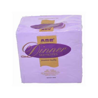 Abc serviette dinner 3ply lilac 400mmx400mm 1000's l-316z | ac cleaning supplies