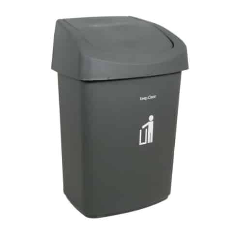 Sabco swing top bin plastic 50l grey sab11017 | ac cleaning supplies