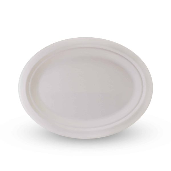 Plate sugarcane 10" oval 500ctn sc10ovl | ac cleaning supplies